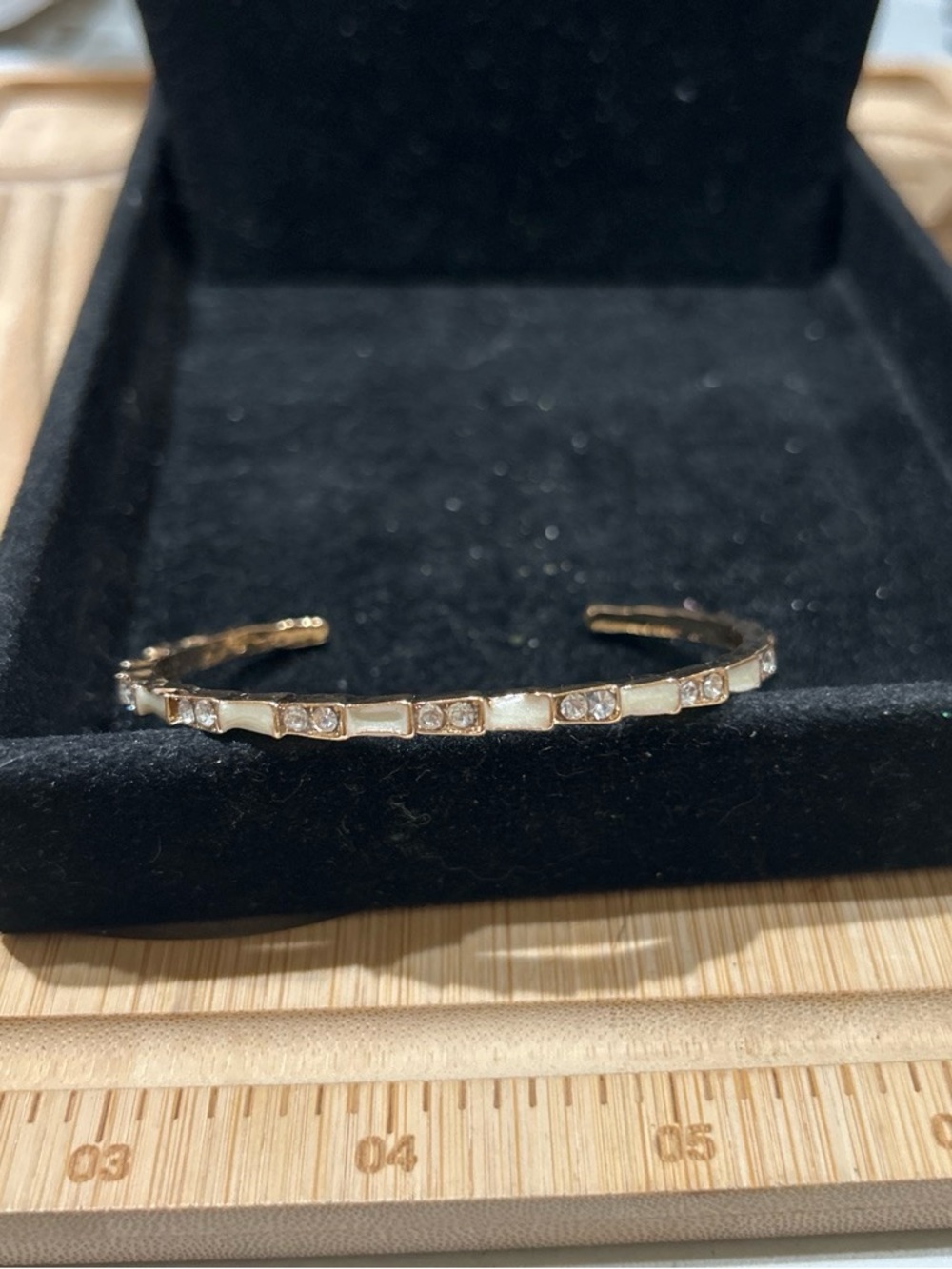 Gold color Crystal and Mother-of-Pearl Cuff Bracelet - Women Jewelry